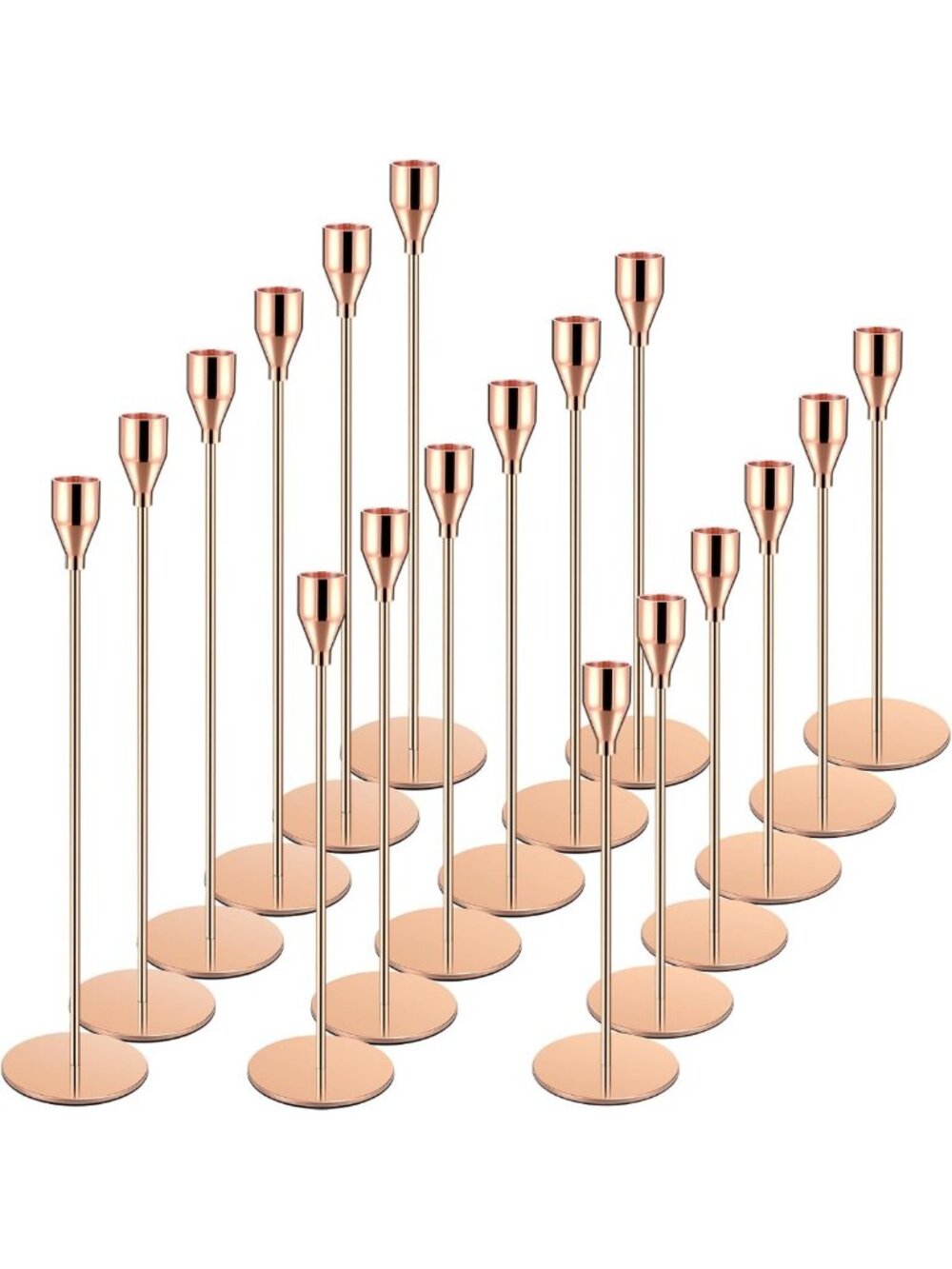 Elegant Rose Gold Tall Candlestick Holders - 18 Pcs Centerpiece Decor Set
